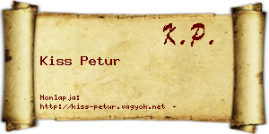 Kiss Petur névjegykártya